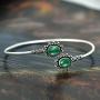 Natural Tiger Eye Malachite Moonstone Bangle 7x9mm Oval Shape Gemstone 925 Silver Overlay Handmade Cuff Bangle Jewelry