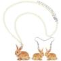 WEVENI Acrylic Easter Rabbit Bunny Jewelry Set Hare Earrings Necklace Pendant Sweet Gifts for Women Girls Ladies
