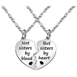 JQFEN Broken Heart Shape Friendship Necklaces Women Girl Jewelry Gift Not Sisters by Blood But Sisters by Heart