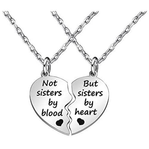JQFEN Broken Heart Shape Friendship Necklaces Women Girl Jewelry Gift Not Sisters by Blood But Sisters by Heart