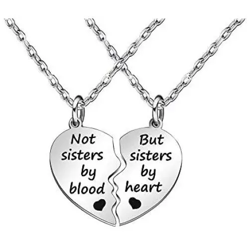 JQFEN Broken Heart Shape Friendship Necklaces Women Girl Jewelry Gift Not Sisters by Blood But Sisters by Heart