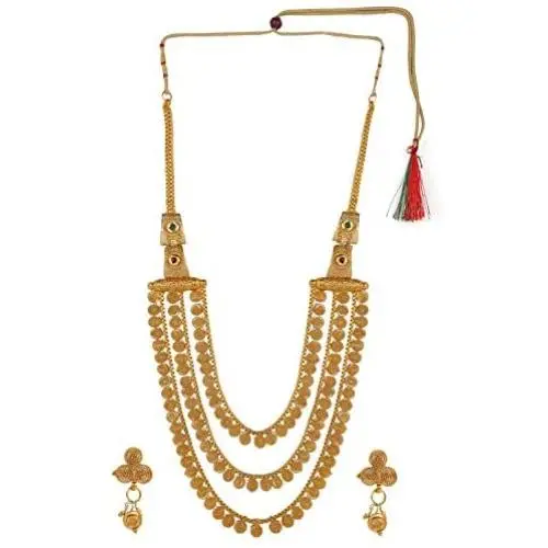 Efulgenz Indian Bollywood Gold Tone Antique Vintage Coin Style Bridal Wedding Multilayer Strand Bridal Necklace Earring Jewelry Set