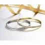 ALLEN DANMI Jewelry18 K Gold/Rose Gold/White Gold Plated Cubic Zirconia Minimalist Slip on Bangle Bracelet Shining Luxury Gift for Women.