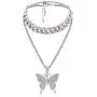 XY Fancy Butterfly Necklace Women Jewelry Sets Hip Hop Style Diamond-Mounted Double-Layer Choker