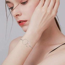 EVER FAITH 925 Sterling Silver Jewelry Gift Two Interlocking Infinity Double Circles Friendship Sister Mother Daughter Bracelet