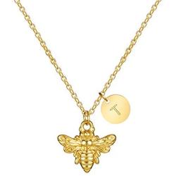 Joycuff Always Bee with Her, Bee Happy-Gold Dainty Initial Necklace 18K Gold Plated Bee Pendant Name Necklaces Gifts for Best Friend Mom Daughter Wife Sister Bee Lovers
