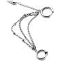 Fusamk Hip Hop Stainless Steel Tube Circle Clip On Hoop Earrings Tassel Chain Dangle Earrings,2PCS