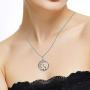 TRISHULA 925 Sterling Silver Necklace with Dog and Girl,Life of The Tree Round Pendant Jewelry Gift for Mother Daughter Girl