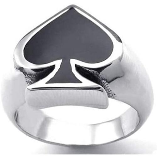 Ace of Spades Ring for Men, Black Ace Spades Poker Ring, Ace Playing Card Ring, Poker Gambling Cocktail Party Ring, Retro Punk Rock Biker Ring, Gambling Casino Jewelry Gift for Men Boys