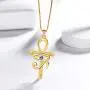 Aurora Tears Eye of Horus Egypt Ankh Necklace Mens 925 Sterling Silver Women Anka Cross Ancient Egyptian Pendant Symbol of Protection Religious Jewelry DP0293