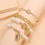 ZHUPI Women Gothic Gold Coin Imitation Pearl Star Shell Lock Buckle Bracelet Set Fashion Jewelry Bangles Pearl Bracelet(A) ZHUPI Women Gothic Gold Coin Imitation Pearl Star Shell Lock Buckle Bracelet Set Fashion Jewelry Bangles Pearl Bracelet(A)