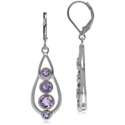 Silvershake Gemstone 925 Sterling Silver White Gold Plated Journey Leverback Dangle Earrings