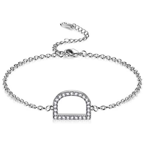 beautlace Letter Initial Anklet Bracelets A to Z Silver Plated Adjustable 26 Letters Alphabet Charm Bracelet with Cubic Zirconia Jewelry Gifts for Women and Men KB0014