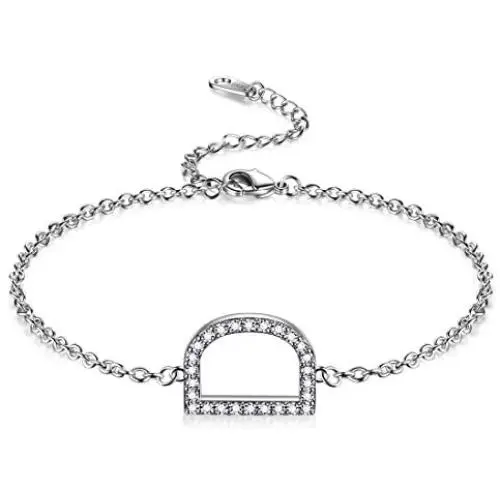 beautlace Letter Initial Anklet Bracelets A to Z Silver Plated Adjustable 26 Letters Alphabet Charm Bracelet with Cubic Zirconia Jewelry Gifts for Women and Men KB0014