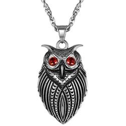 PROSTEEL Stainless Steel Owl Necklace for Men Women, Night Bird Charm Necklace, Vintage Retro Necklace, 22''-24'' Adjustable, Come Gift Box