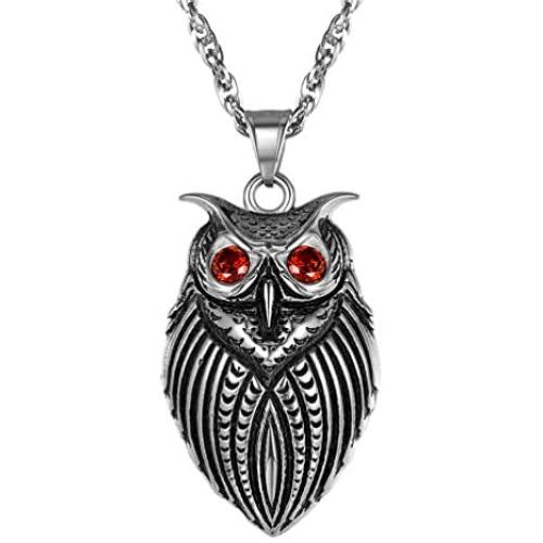 PROSTEEL Stainless Steel Owl Necklace for Men Women, Night Bird Charm Necklace, Vintage Retro Necklace, 22''-24'' Adjustable, Come Gift Box