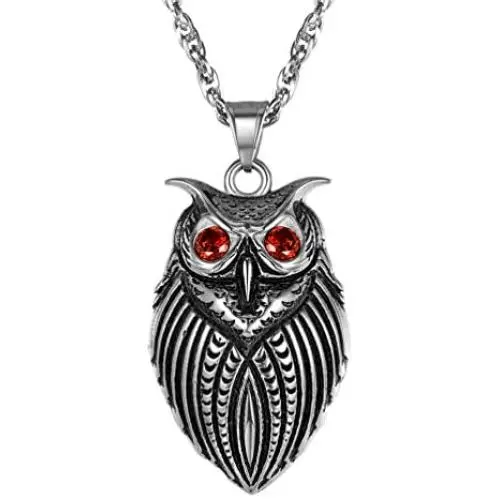 PROSTEEL Stainless Steel Owl Necklace for Men Women, Night Bird Charm Necklace, Vintage Retro Necklace, 22''-24'' Adjustable, Come Gift Box