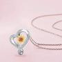 Distance Sunflower Necklace for Women S925 Sterling Silver Heart Necklace,You are My Sunshine Pendant Necklace Jewelry Gifts for Women Mom Wife