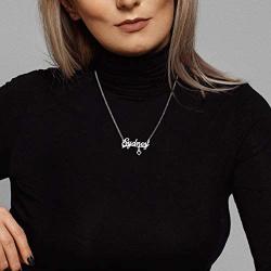 LuxglitterLin Heart Personalized Name Necklace Initial Customized Stainless Steel Jewelry for Women 2mm Cuban Link Chain