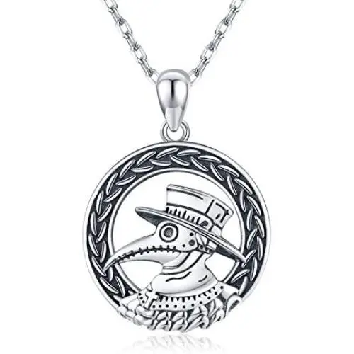JUSTKIDSTOY Plague Doctor Necklace 925 Sterling Silver Steampunk Pendant Necklace Halloween Jewelry Gifts for Women Girls JUSTKIDSTOY Plague Doctor Necklace 925 Sterling Silver Steampunk Pendant Necklace Halloween Jewelry Gifts for Women Girls