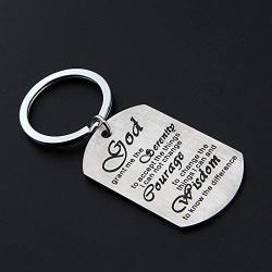 Religious Jewelry God Grant Me The Serenity Prayer Quote Dog Tag Keyring Christian Gift Inspirational Bracelet