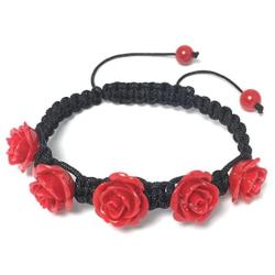 Alice Yan Jewelry Rose Bracelet Flower Bridal Bridesmaid Hypoallergenic Flexible Size 7'' 7.5'' 8'' 8.5'' 9'' 9.5'' 10'' 10.5'' Pink Black Turquoise Blue Red White Drawstring