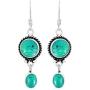 Natural Lapis Turquoise Moonstone Earrings Two Stone 925 Silver Overlay handmade Dangle Earrings for Women