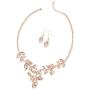 Shop LC ION Plated Yellow Rose Gold Stainless Steel Leaf Earrings Necklace for Women Fashion Costume Jewelry Set 22''