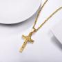 Jesus Cross Necklace for Men Women, Stainless Steel, Black/Blue/Rose Gold/18K Gold Plated, 22''-24'' adjustable, Come Gift Box
