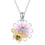 925 Sterling Silver Heart Shape Flower Necklace Collections Sunflower Sunshine Necklace Rose Pendant Necklace Jewelry For Women Girls for Her Birthday Christmas Gifts