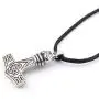 GUNGNEER Raven Head Thors Hammer Pendant Necklace - Stainless Steel Nordic Viking Mjolnir Choker for Men Women, Adjustable Length Cotton Cord GUNGNEER Raven Head Thors Hammer Pendant Necklace - Stainless Steel Nordic Viking Mjolnir Choker for Men Women, Adjustable Length Cotton Cord