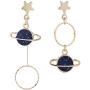 Moon Dangle Earrings - Asymmetrical Planet and Moon Earrings for Women,Enamal Star Hoop and Moon Aesthetic Celestial Jewelry for Girls