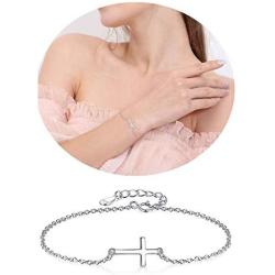 Q﹠YFH Dainty Gold Infinity Cross Y Necklace Bracelets Jewelry Set Cool Cross Infinity Necklaces for Women Teen Girls