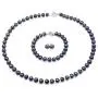 JYX Pearl Necklace Set 8-9mm Dark-Blue Freshwater Pearl Necklace Bracelet and Earrings Jewelry Set JYX Pearl Necklace Set 8-9mm Dark-Blue Freshwater Pearl Necklace Bracelet and Earrings Jewelry Set