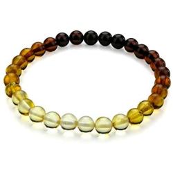 Amber Stretch Rainbow Bracelet - Natural Baltic Multi Color 6+ mm Beads - in a Luxury Gift Box - Amber Culture