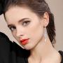 EVER FAITH Womens Crystal Simulated Pearl Bridal Vintage Chandelier Teardrop Earrings Clear Silver-Tone