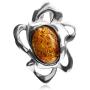Ian and Valeri Co. Amber Sterling Silver Oval Flower Slaider Pendant