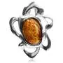 Ian and Valeri Co. Amber Sterling Silver Oval Flower Slaider Pendant