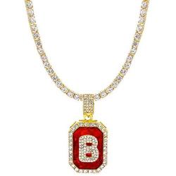 HH Bling Empire Hip Hop Iced Out Gold Ruby Letter Pendant Chains for Men Women with Diamond Tennis in Initials A to Z
