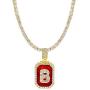 HH Bling Empire Hip Hop Iced Out Gold Ruby Letter Pendant Chains for Men Women with Diamond Tennis in Initials A to Z