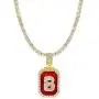 HH Bling Empire Hip Hop Iced Out Gold Ruby Letter Pendant Chains for Men Women with Diamond Tennis in Initials A to Z HH Bling Empire Hip Hop Iced Out Gold Ruby Letter Pendant Chains for Men Women with Diamond Tennis in Initials A to Z