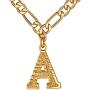 ChainsHouse Initial Letter Pendant Necklace Mens Womens Capital Letter Yellow Gold Plated A-Z 26 Alphabet Name Jewelry 16''+2'' Adjustable Stainless Steel Figaro Chain Personaziled