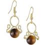 Nupuyai Round Stone Bead Dangle Earrings Healing Crystal Hook Earrings Wire Wrapped Handmade Jewelry for Women