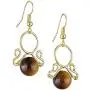 Nupuyai Round Stone Bead Dangle Earrings Healing Crystal Hook Earrings Wire Wrapped Handmade Jewelry for Women