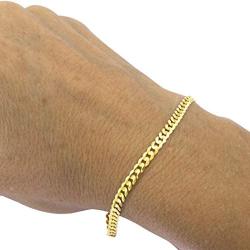 Nuragold 10k Yellow Gold 4.5mm Cuban Curb Link Chain Bracelet, Womens Mens Lobster Lock 7'' 7.5'' 8'' 8.5'' 9''