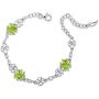 JIANGXIN 925 Sterling Silver Birthstone Chain Link Bracelet for Women Girl Lucky Four leaf clover Gemstone Fine Jewelry Good Luck Shamrock Birthday Gift
