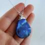 Northern Lights Teardrop Pendant Necklace, Double-Sided, Coated Stainless Steel, 18'' Sterling Silver Chain, Aurora Borealis