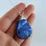 Northern Lights Teardrop Pendant Necklace, Double-Sided, Coated Stainless Steel, 18'' Sterling Silver Chain, Aurora Borealis