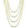 14K Gold Plated Chain Necklace for Women Paperclip Linked Chain Necklace Stainless Steel Flat Snake Chain Necklace Set 4Pcs