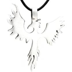 Trilogy Jewelry Pewter Phoenix Firebird Rising Pendant on Leather Necklace